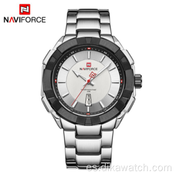 NAVIFORCE 9176 reloj de cuarzo con banda de acero resistente al agua con personalidad de moda para hombre